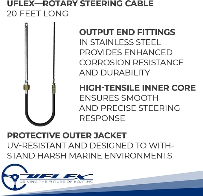 Uflex M66X20 Rotary Replacement Steering Cable 20'