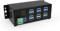 Coolgear Industrial 12-Port USB 3.2 Gen 1 Hub with Status LEDs | Rugged Metal Chassis | 5Gbps Data | Wall &amp DIN-Rail Mounting