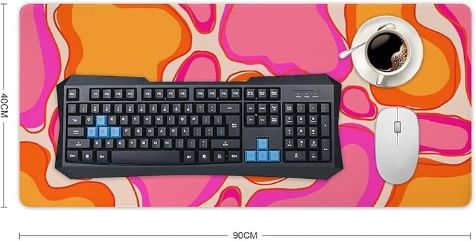 Abstract Mouse Pad Large Desk Mat Extended Keyboard Mouse Pad with Non-Slip Base and Stitched Edge Mouse Mat Desk Pad 36x16 Mouse Pads for Desk Home Office Gaming