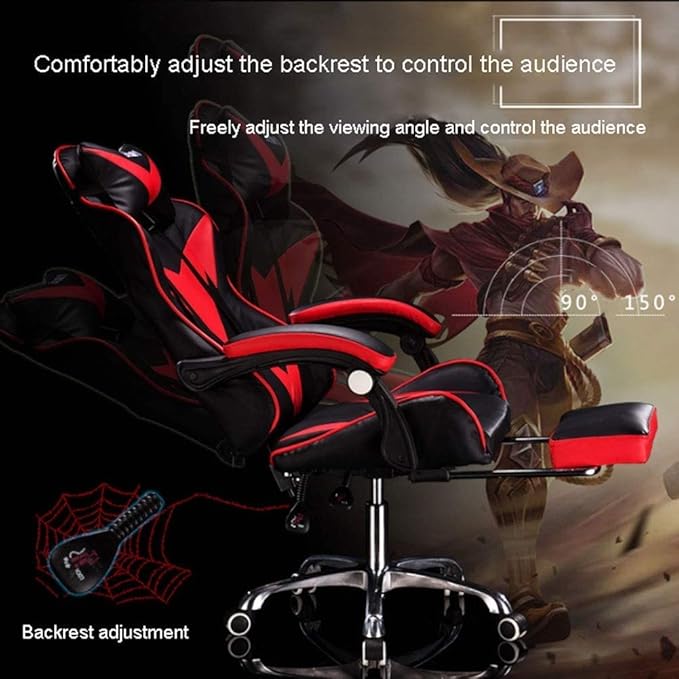 ChairsLeather Gaming Swivel ChairZero Gravity ChairHigh Back Computer ChairAdjustable Recliner Office Chair with Headrest and Lumbar/Black and Yellow