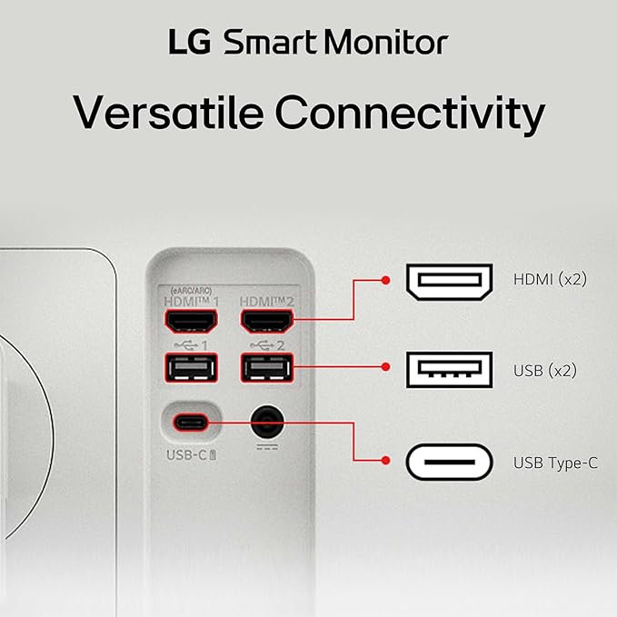 LG 27-Inch Smart Monitor 4K UHD (3840 x 2160) IPS Display HDR10 Built-in Speaker Screen Share Remote Control WebOS HDMI USB Type-C PD 65W AirPlay 2 Bluetooth Tilt/Height/Swivel/Pivot Stand