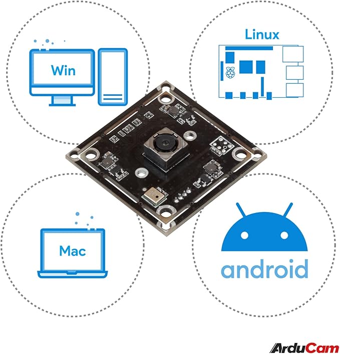 Arducam 8MP 1080P Auto Focus USB Camera Module with Microphone 1/3.2” CMOS IMX179 UVC USB2.0 Webcam Lightburn Camera for Windows Linux Android and Mac OS