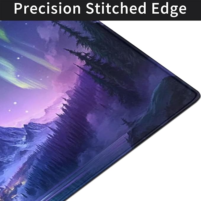 Extended Mouse Pad Large Gaming Mouse Pads - Aurora Painting Northern Lights Mountains Stars Desk Pad Computer Desk Mat Non-Slip Mousepad for Game Players Office Study (48 x 24)