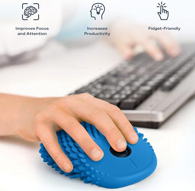 HedgeHog Health Hoglet Wireless Computer Mouse – Cute Functional and Tactile Fidget Tool. Combines Stress Relief with Comfort and Style Perfect for Enhancing Focus and Productivity (Blue)