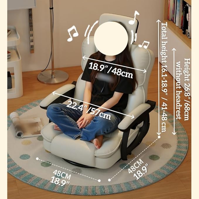 360° Swivel Gaming Floor Chair for Adults Adjustable Floor Chair Comfortable Lazy Floor Lounger for Living Rooms and Gaming Zones(Beige)