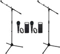 Rockville RMM-XLR Bundle: (2) Dynamic Cardioid Metal Microphones with 10' XLR Cables (2) RVMIC1 V2 Pro Tripod Microphone Stands with Telescopic Boom Metal Joints 4-items