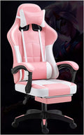 Ergonomic Gaming Chair Comfortable Gaming Chair with Footrest Computer Chair Adjustable Swivel Gaming Office Chair with Lumbar Support Pink