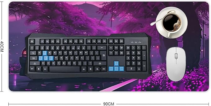 Large Mouse Pad Anime JDM Car S13 Purple Flowers Static Desk Mat Computer Accessories Gaming Office Organizers Supplies Decor Essentials Keyboard Pads for Desk Rubber 40x90cm