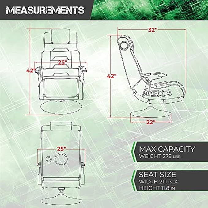 X Rocker PC Computer Gaming Desk Chair Built-in Audio College Dorm Essentials for Guys and Girls Bedroom Dorm Room Essentials Foldable Gifts for Gamers