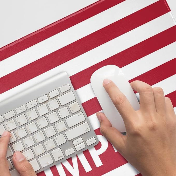 President Trump American Flag Large Gaming Mouse Pad Desk Mat with Stitched Edges Non-Slip Base for Gamer Home and Office