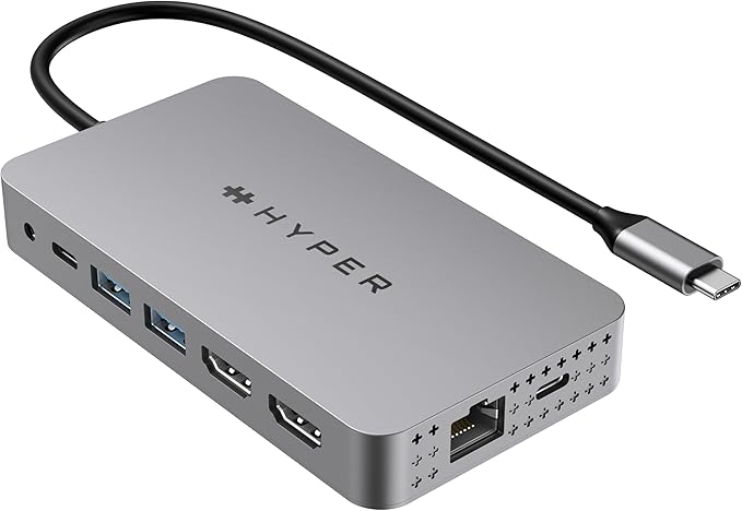 HyperDrive 4K Dual HDMI USB C Hub M1 MacBook 10in1: Dual 4K HDMI Gigabit Ethernet USB-A USB-C USB-C 100W Power Delivery MicroSD/SD Headphone Jack for MacBook Pro/Air(M1) Windows PC Chromebook