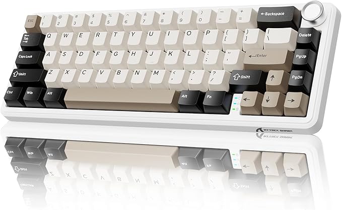 ATTACK SHARK X66 Wireless Mechanical Gaming Keyboard with KnobTri Mode USB-C/BT5.0/2.4G Gasket Mounted 60% RGB Gaming Keyboard 66KeysPBT Keycap Hot Swappable Custom Strawberry Switch(Cheese White)