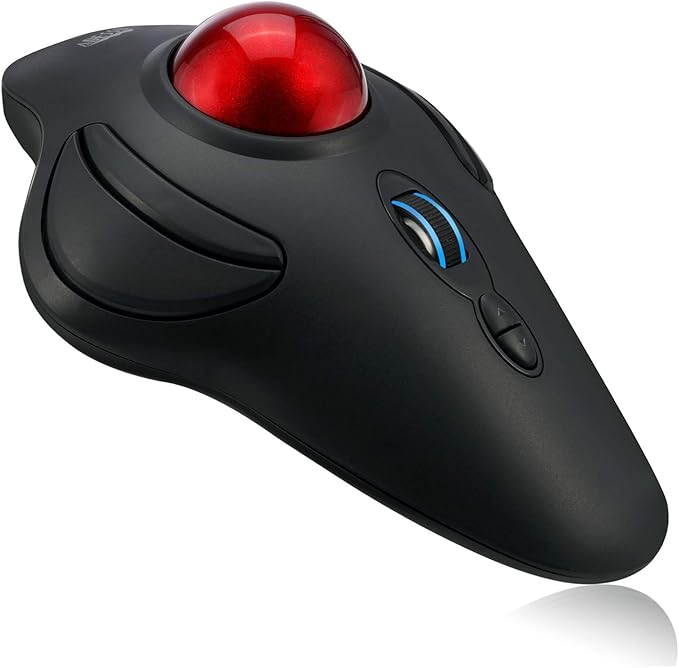 Adesso iMouse T40 Wireless Ergonomic Finger Trackball Mouse with Nano USB Receiver Programmable 7 Button Design and 5 Level DPI Switch for Left and Right Hand