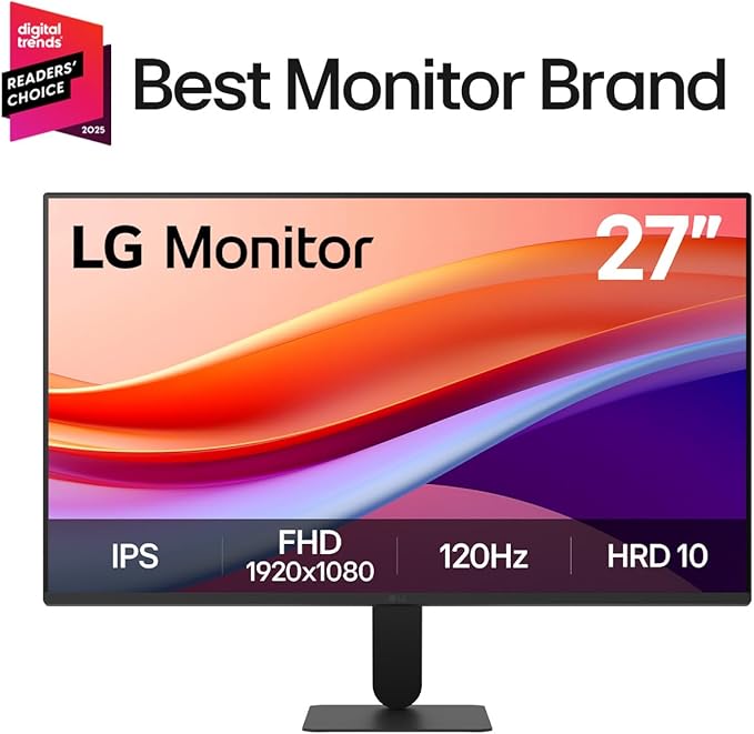 LG 27U411A-B 27-inch Full HD (1920 x 1080) IPS Computer Monitor 120Hz HDR10 Reader Mode Flicker Safe HDMI Slim Stand Base Black