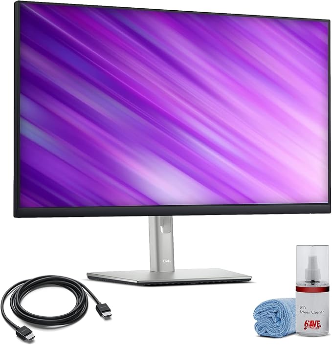 Dell P2722H Monitor Bundle 27 Inch Full HD IPS Display Height Adjustable Stand HDMI DisplayPort USB Hub Office Business Computer Screen + HDMI Cable + Cleaning Kit