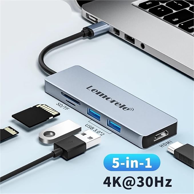 5 Ports USB C HUB Docking Station Type C to Dual HDMI 4K 30Hz USB 2.0 480Mbps SD/TF for PC Laptop Mobile Phone