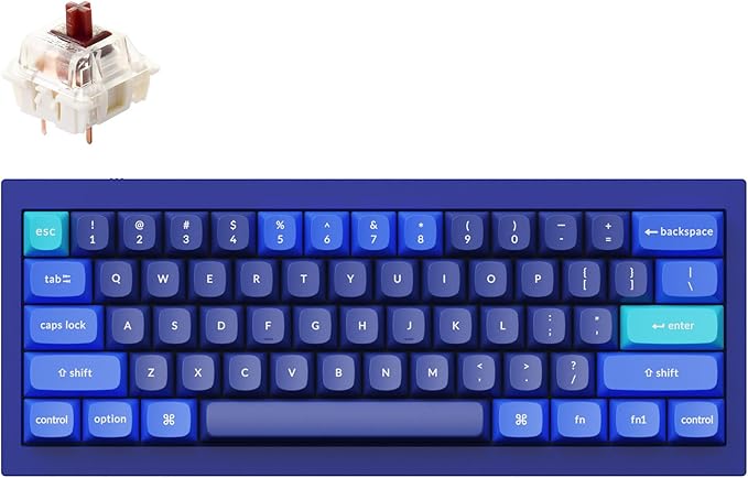Keychron Q4 Wired Custom Mechanical Keyboard QMK/VIA Programmable Macro Full Aluminum Hot-Swappable Gateron G Pro Brown Switch 60% Layout Double Gasket Compatible with Mac and Windows - Blue