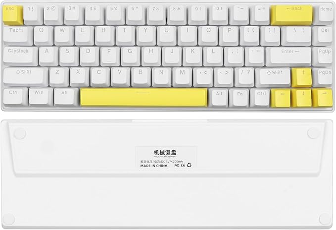 Vikye Mechanical Gaming Keyboard RGB Backlight Compact 68 Keys Mini Wired Office Keyboard with Blue Switch Suitable for Windows for Android PC Laptop (White