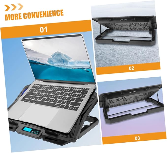 TEHAUX Laptop Cooler Fan Cooling Pad for Sturdy Stand for 15.6 Inches Heat Reduction for Smooth Performance