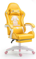 TBQATNTS Gaming Chair for GirlsErgonomic Gaming ChairDesk Chair with Foot RestVideo Game Chair Leather High Back Racing Computer Gaming Chair with Lumbar Support and HeadrestYellow