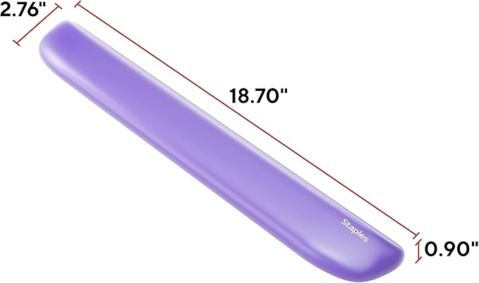 STAPLES Gel Keyboard Wrist Rest Ergonomic Non‑Slip Wrist Support Cushion for Comfortable Typing Durable Gel‑Filled Design Purple Crystal