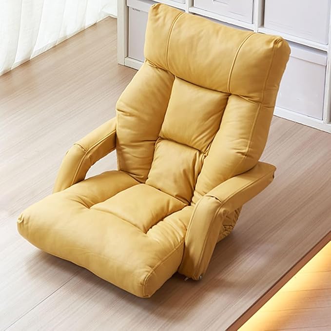 Floor Chair Foldable Floor Chair Lazy Sofa Meditation Chair Window Chair Gaming Floor Chair with Adjustable Armrests Foldable Floor Game Chair Floor Chair for Living Room Bedroom (/Beige)