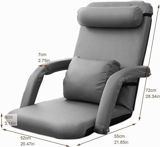 Floor Chair 6-Speed Adjustment Foldable Floor Chair Padded Gaming Sofa with Backrest for Living Room Bedroom No Assembly Required(Yellow)
