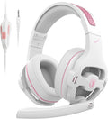 Pink Gaming Headset with Mic for PS5 PS4 Xbox Series X|S PC Wired Gaming Headset with Noise Cancelling Microphone Cute Gaming Headphones for Girls Stereo PC Headset for Nintendo Switch