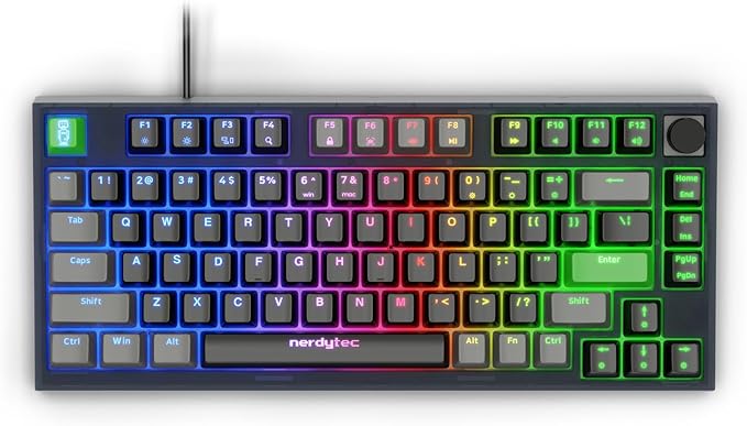 Couchmaster CYKEY Mechanical Gaming Keyboard with RGB Backlit Wired TKL Layout with Hot-Swappable Switches and Multi-Control Knob 75% Compact Design for PC and Laptop Windows/Mac