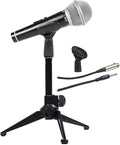 Audiosavings Bundle: Samson M10 Dynamic Metal Microphone+Detachable XLR/1/4 Cable+Mic Clip+Stand Bundle with Rockville RDTS Adjustable Height Studio Desktop Tripod Microphone Stand (2 Items)