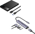 UGREEN 2.5 Hard Drive Enclosure USB 3.0 to SATA III Adapter Bundle with UGREEN Revodok 105 USB C Hub 5 in 1 Multiport Adapter