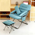 YCKEGEW Lazy Chair IndoorLounge Chair Living RoomFolding Armcharir with Footrests and PillowUpholstered Recliner SleeperReading Gaming Chair (Color : Blue)