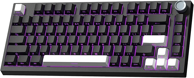 Keymatic Wireless Mechanical Keyboard75% Hot Swappable Custom Keyboard with KnobRGB BacklitSide Printed PBT Keycaps2.4GHz/USB-C/BT5.0 Mechanical Gaming Keyboards