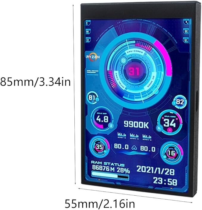 Portable 3.5inch Extended Monitor Secondary Screen Display Screen USB Full View Computer Accessories CPU Temperature