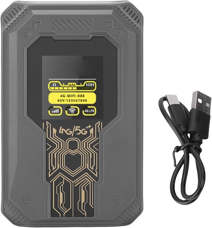 Yosoo Health Gear 4G Mobile WiFi Hotspot with Time Display Portable Router with SIM Card Slot 300Mbps Wireless Connectivity Connects Up to 8 Devices Ideal for Travel and Outdoor Use