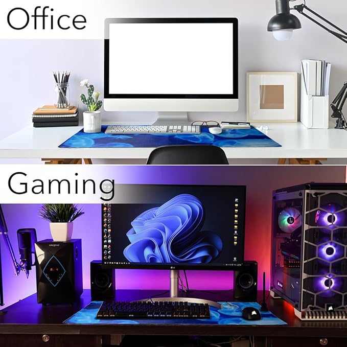 Jellyfish Blue Jelly Fish Large Gaming Mouse Pad Desk Mat with Stitched Edges Non-Slip Base for Gamer Home and Office