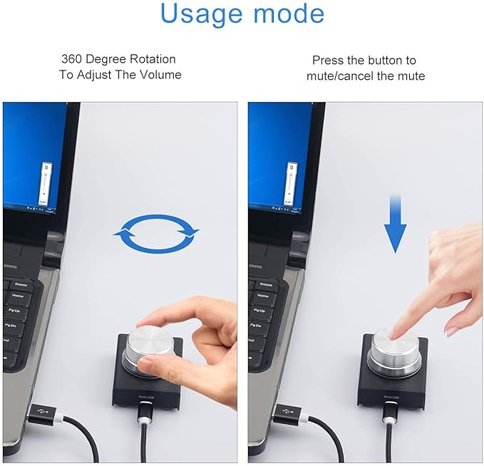 USB Volume Control AIMOS Lnline Volume Knob Lossless Audio Computer with 6.57ft USB Cable Mute Volume Control and PC Speakers Switch Control Module for XP MAC Vista Win 7 8 10 Android Etc