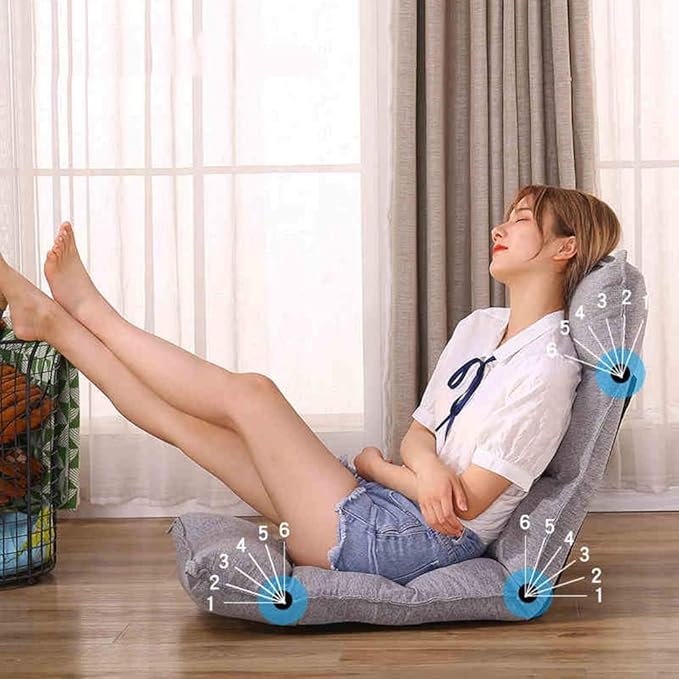 Floor Chair Floor ChairFolding Meditation Chair 6 Gears Adjustable Backrest Gaming Chair No Legs Floor Seating with Independent Liner for Balcony Colour (Color : Brown-a)
