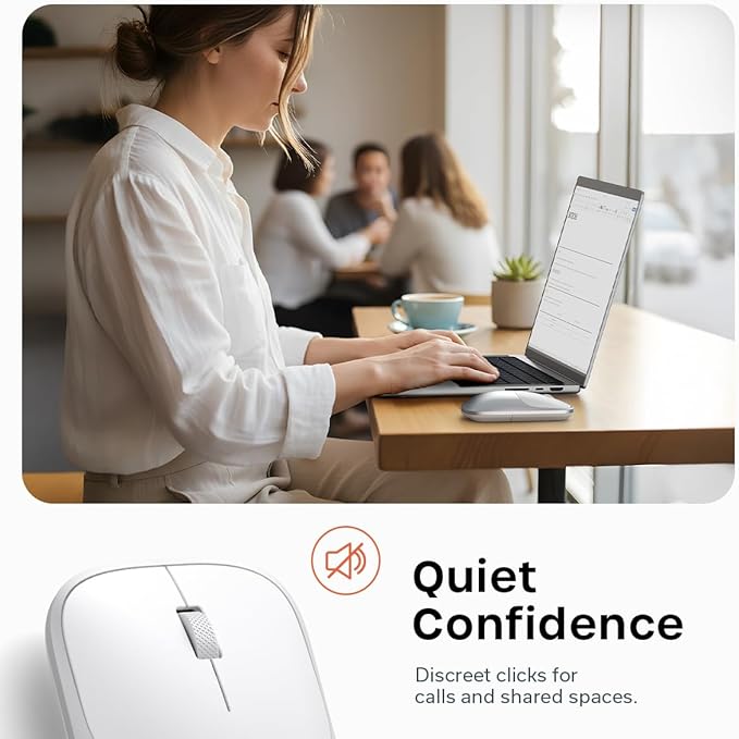 Satechi Slim EX Wireless Mouse Multi-Device Bluetooth &amp 2.4GHz Connection for macOS Windows iPadOS and Android Silent Clicks Anodized Aluminum Shell USB-C Rechargeable Battery Silver