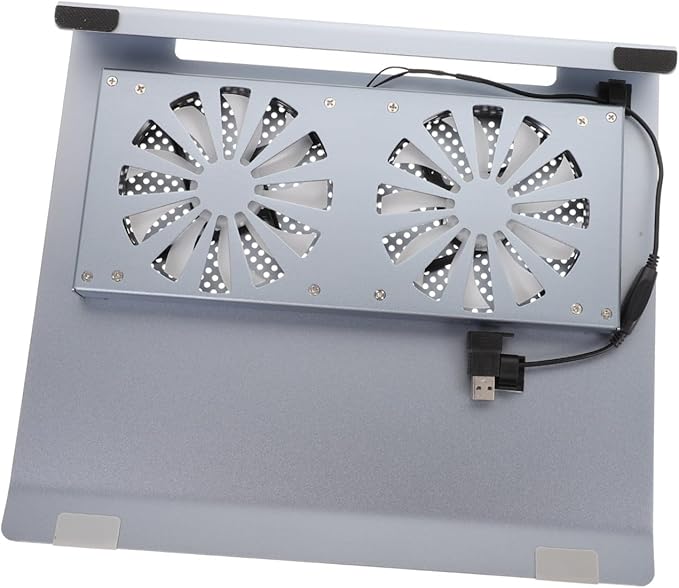 NUOBESTY Aluminum Laptop Cooling Pad Stand with USB Fan for Notebooks Up to Mesh Elevated Cooler Rack for Improved Posture and Heat Dissipation