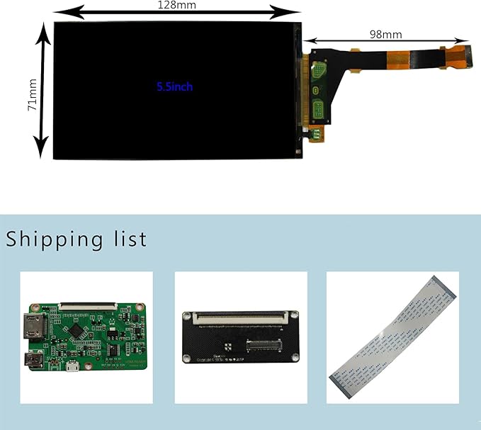 VSDISPLAY 5.5 Inch 1440x2560 LCD Screen 2K LS055R1SX04 with MIPI LCD Controller Board VS-CXMIPI-V1Fit for AR/VR/HMD/3D Printing 5.5'' Replacement Display Panel