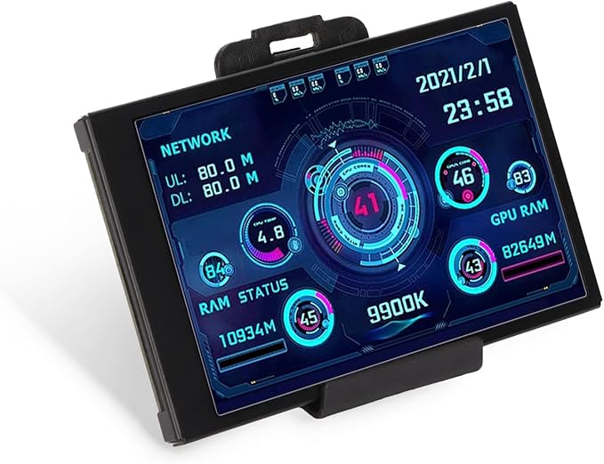 GOWENIC 3.5in Mini IPS Screen Portable USB C AIDA64 CPU RAM Data Monitor Computer Temperature Display PC Sensor Panel Display 360° Rotation Only Support for Windows System
