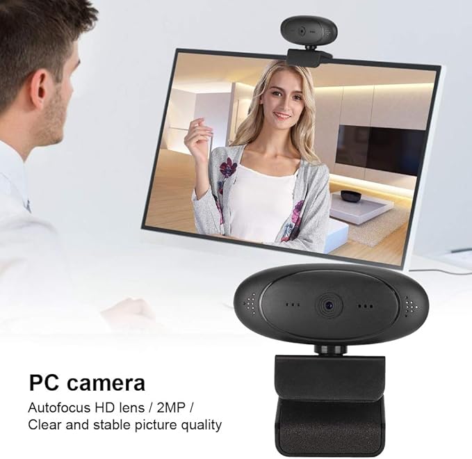 Restokki HD 1080P Computer Accessory PC Camera Webcam with Built in Microphone Video Conference for Online Learning