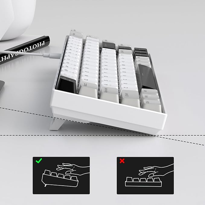 MageGee Portable 60% Mechanical Gaming Keyboard MK-Box LED White Backlit Compact 68 Keys Mini Wired Office Keyboard with Red Switch for Windows Laptop PC Mac - Grey