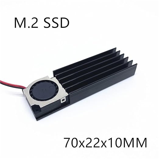 Hard Disk Heat Sink with Cooling Fan Thermal Pad 70x22x10MM Laptop Hard Disk SSD Aluminum Fin Nvme 512(Standard 2pin12V Fan)