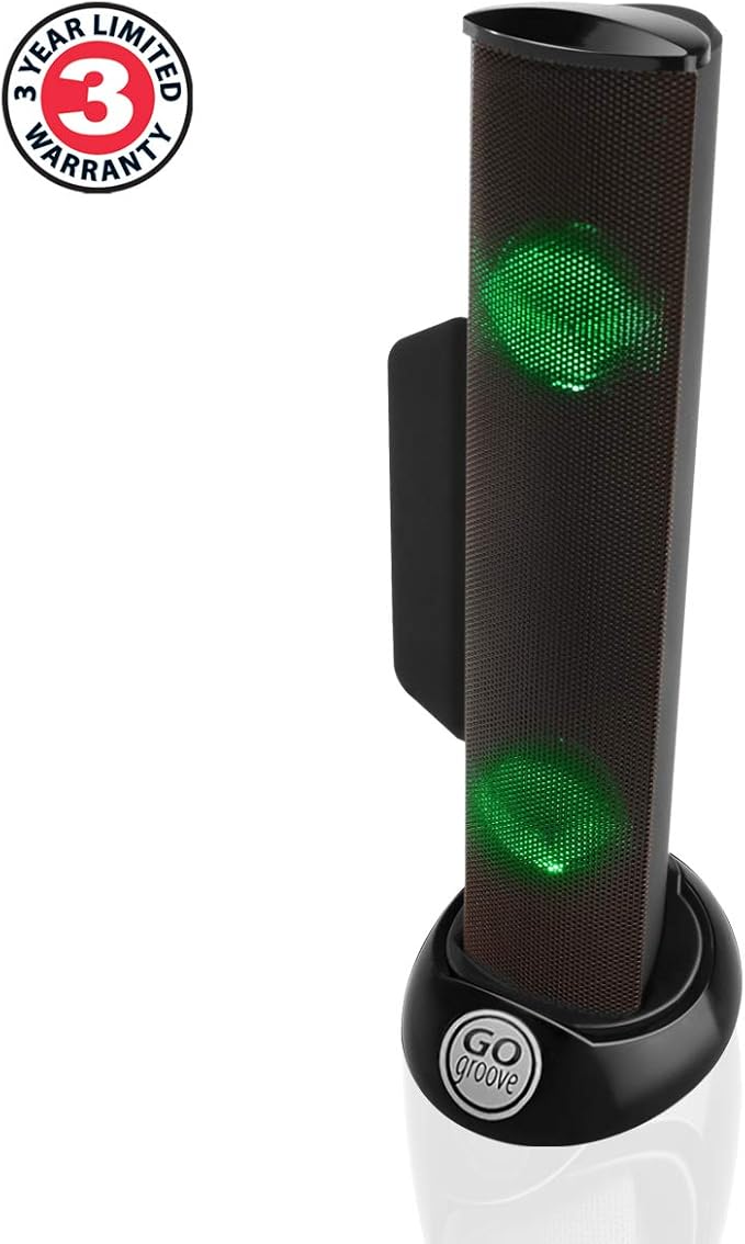 GOgroove SonaVERSE LED Speaker for Laptop Computer - USB Powered Clip-On Sound Bar with Mini Portable External Speaker Design for Monitor Back Switch for Power - Audio Input and Power (Green)
