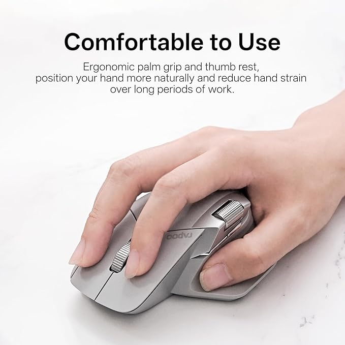 Rapoo MT760 PRO Wireless Mouse NearLink + Bluetooth 5.0 Multi-Device 12K DPI 2K Polling Ergo for Work &amp Gaming 11 Programmable Buttons On-Board Memory Quiet Clicks USB-C 120 Days Battery