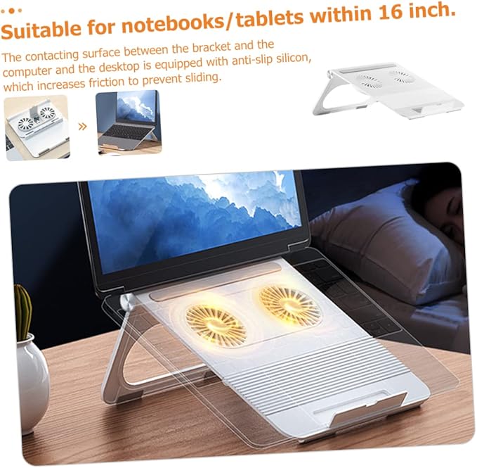 DOITOOL Ergonomic Stand Fan 2-Fan Cooling Pad Portable Radiator for Laptops and Adjustable Height