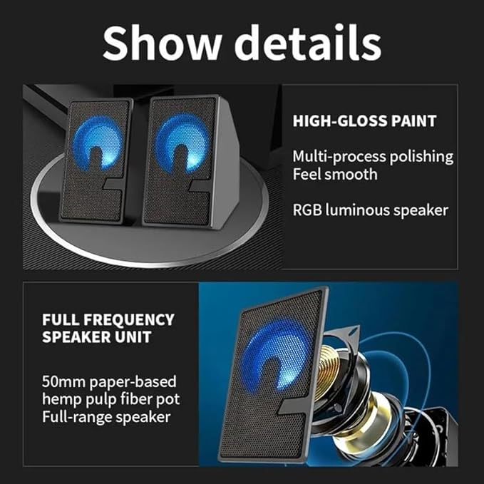 JSEIAJB Computer Speaker Surround Sound System Speakers Gaming Deep Bass Wired Speaker for Laptop PC Theater TV