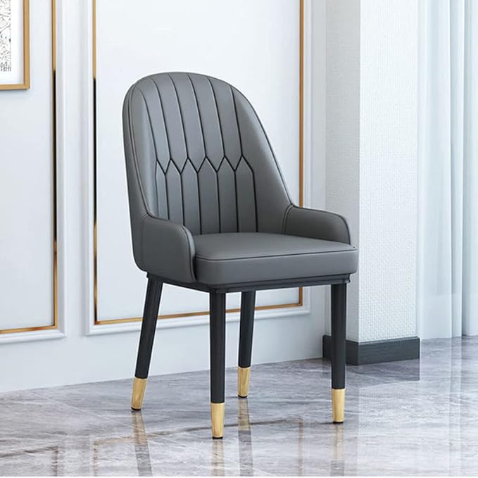 Office Chair Gaming Chair Computer Chair Living Room Furniture Design Armchairs Nordic Chair Metal Leather Material Dining Room Chairs Leisure Computer Stool (Color : Grau)